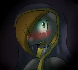 Size: 1000x900 | Tagged: dead source, safe, derpibooru import, derpy hooves, pegasus, pony, blanket, crying, dark, female, mare, sad, scared