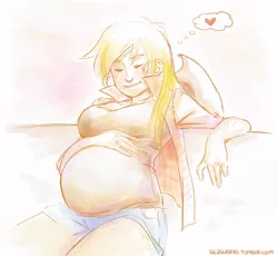 Size: 1000x918 | Tagged: applejack, artist:glasmond, derpibooru import, human, humanized, preggo jack, pregnant, safe