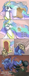 Size: 850x2200 | Tagged: grimdark, artist:noroone, derpibooru import, princess celestia, princess luna, alicorn, pony, abuse, ball and chain, broken horn, comic, crying, female, letter, lunabuse, mare, plucked, s1 luna