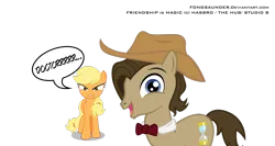 Size: 1600x853 | Tagged: applejack, artist:fongsaunder, derpibooru import, doctor whooves, safe, time turner