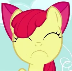 Size: 389x386 | Tagged: a friend in deed, apple bloom, derpibooru import, edit, edited screencap, inverted mouth, inverted smile, safe, screencap