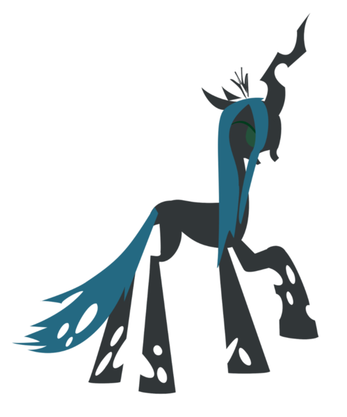 Size: 900x1083 | Tagged: safe, artist:avarick, derpibooru import, queen chrysalis, changeling, female, floppy ears, hooves, horn, lineless, mare, minimalist, open mouth, simple background, solo, transparent background