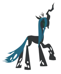 Size: 900x1083 | Tagged: safe, artist:avarick, derpibooru import, queen chrysalis, changeling, female, floppy ears, hooves, horn, lineless, mare, minimalist, open mouth, simple background, solo, transparent background