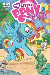 Size: 674x1023 | Tagged: apple bloom, artist:andypriceart, balloon, comic, comic cover, cover, derpibooru import, idw, idw advertisement, official, official comic, rainbow dash, safe, tank