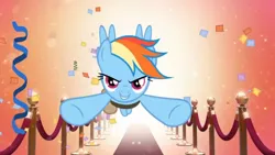 Size: 618x348 | Tagged: confetti, derpibooru import, rainbow dash, safe, screencap