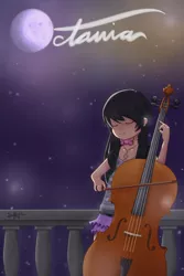 Size: 666x1000 | Tagged: artist:inkintime, cello, clothes, derpibooru import, female, human, humanized, little octavia, musical instrument, octavia melody, practice, safe, solo, younger