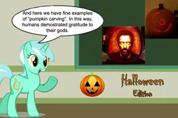 Size: 887x588 | Tagged: chalkboard, derpibooru import, gregory house, halloween, hugh laurie, human studies101 with lyra, jack-o-lantern, lyra heartstrings, meme, red ring of death, safe