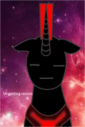 Size: 752x1122 | Tagged: safe, derpibooru import, oc, oc:niggertron, unofficial characters only, exploitable meme, eyes closed, image, lord niggertron approves, meme, no nose, png, red and black oc, ur getting meme