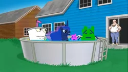 Size: 1366x768 | Tagged: aqua teen hunger force, carl brutananadilewski, derpibooru import, master shake, mooninites, parody, ponies the anthology ii, princess luna, safe