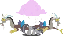 Size: 8441x4881 | Tagged: absurd resolution, artist:zimvader42, chocolate rain, derpibooru import, discord, discorded, draconequus, multiple heads, sad, safe, simple background, transparent background, twilight sparkle, two heads, vector