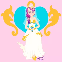 Size: 2720x2725 | Tagged: artist:blacklynx-chan, clothes, derpibooru import, dress, flower, humanized, princess cadance, safe, solo