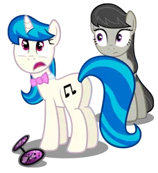 Size: 4845x5324 | Tagged: safe, artist:austiniousi, derpibooru import, octavia melody, vinyl scratch, earth pony, pony, unicorn, absurd resolution, alternate hairstyle, bowtie, cutie mark, female, hooves, horn, lesbian, mare, open mouth, plot, scratchtavia, shipping, simple background, sunglasses, transparent background, vector