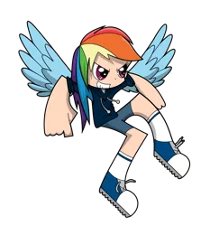 Size: 1570x1683 | Tagged: artist:airedaledogz, converse, derpibooru import, humanized, rainbow dash, safe, shoes, solo, winged humanization