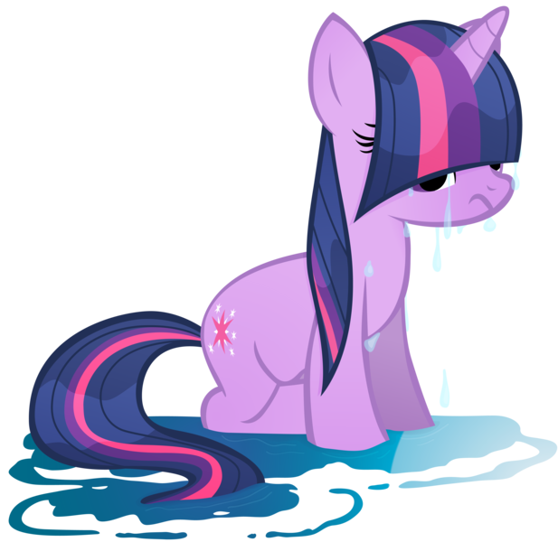 Size: 4000x3892 | Tagged: safe, artist:stinkehund, derpibooru import, twilight sparkle, unicorn, absurd resolution, bangs, dripping, frown, hair over eyes, simple background, solo, transparent background, twilight is not amused, unamused, unicorn twilight, vector, water, wet, wet mane