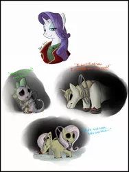 Size: 900x1200 | Tagged: amnesiashy, amnesia the dark descent, artist:paradox-os, blueabuse, derpibooru import, dragon, female, fluttershy, grimdark, justine, male, prince blueblood, rarity, spike, suitor, suitorshy, vulgar