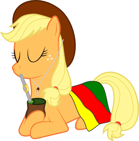 Size: 466x473 | Tagged: safe, artist:mudley5, derpibooru import, applejack, pony, female, flag, gaucho, image, mare, mate, png, prone, rio grande do sul, simple background, transparent background