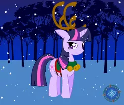 Size: 1368x1152 | Tagged: artist:dragon-fangx, christmas, derpibooru import, reindeer, safe, solo, twilight sparkle