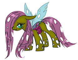 Size: 5784x4470 | Tagged: :3, absurd resolution, artist:sakuyamon, changeling, changelingified, derpibooru import, fangs, female, floppy ears, flutterling, fluttershy, hair over one eye, looking at you, safe, simple background, smiling, solo, species swap, transparent background, vector