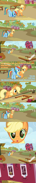 #115590 - applejack, comic, derpibooru import, horseshoes, rainbow dash ...