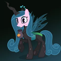 Size: 3000x3000 | Tagged: artist:ohitison, costume, derpibooru import, mask, princess cadance, queen chrysalis, safe, solo, trick or treat