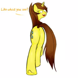 Size: 750x750 | Tagged: suggestive, artist:drakxs, derpibooru import, oc, unofficial characters only, pony, unicorn, butt, female, flank, looking at you, looking back, looking back at you, mare, plot, solo