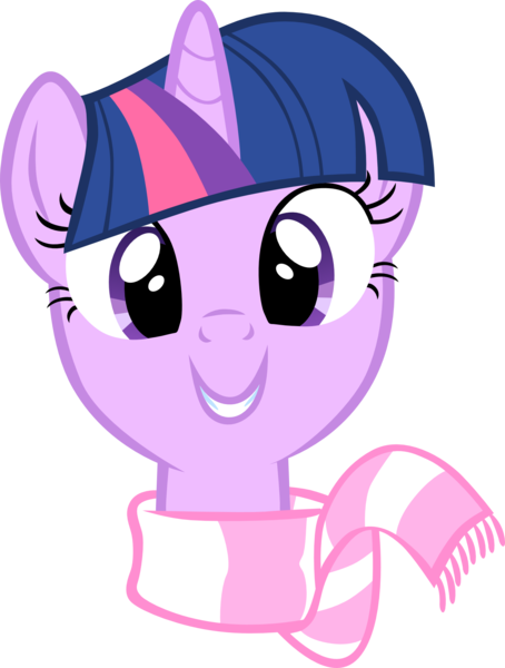 Size: 1425x1884 | Tagged: safe, artist:cthulhuandyou, derpibooru import, twilight sparkle, pony, unicorn, winter wrap up, bust, clothes, looking at you, portrait, scarf, simple background, smiling, solo, transparent background, unicorn twilight, vector
