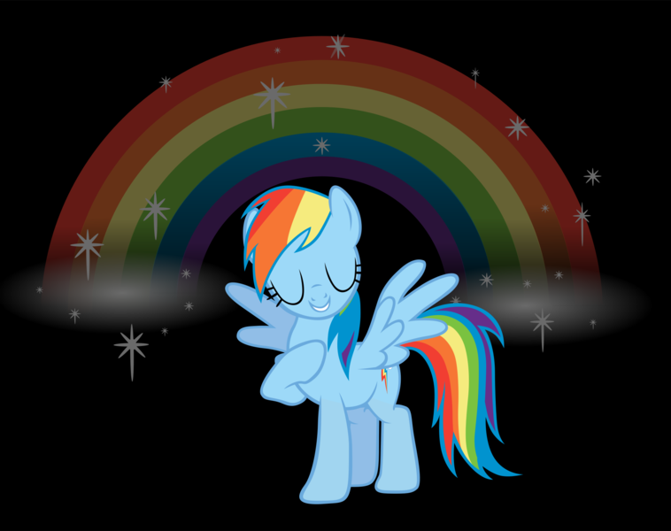 Size: 1979x1567 | Tagged: safe, artist:cthulhuandyou, derpibooru import, rainbow dash, pegasus, pony, eyes closed, female, hoof on chest, mare, rainbow, raised hoof, smiling, solo, spread wings, standing, svg, vector, wings