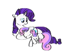 Size: 400x300 | Tagged: safe, artist:masterpie7, derpibooru import, rarity, sweetie belle, pony, unicorn, duo, duo female, female, simple background, sisters, sleeping, transparent background