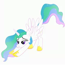 Size: 3000x3000 | Tagged: safe, derpibooru import, princess celestia, alicorn, pony, exploitable meme, female, iwtcird, scrunchy face, solo, stretching