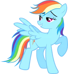 Size: 3215x3468 | Tagged: artist:cthulhuandyou, bedroom eyes, derpibooru import, rainbow dash, safe, simple background, solo, spread wings, standing, transparent background, vector