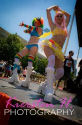 Size: 630x960 | Tagged: artist:electrokittenz, cosplay, dancing, derpibooru import, human, indy pride festival, irl, irl human, photo, safe