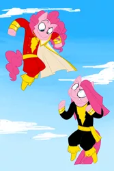 Size: 1000x1500 | Tagged: artist:xxdaimonxx, black adam, crossover, dc comics, derpibooru import, pinkamena diane pie, pinkie pie, safe, shazam