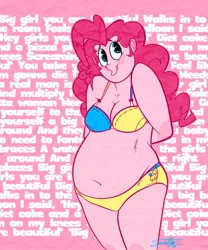 Size: 750x900 | Tagged: artist:xxdaimonxx, belly, belly button, bikini, chubby, clothes, cute, derpibooru import, humanized, mika, muffin top, pinkie pie, pony coloring, safe, swimsuit, underwear