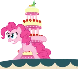 Size: 6000x5327 | Tagged: safe, artist:likonan, derpibooru import, pinkie pie, earth pony, pony, mmmystery on the friendship express, absurd resolution, angry, cake, simple background, solo, transparent background, vector