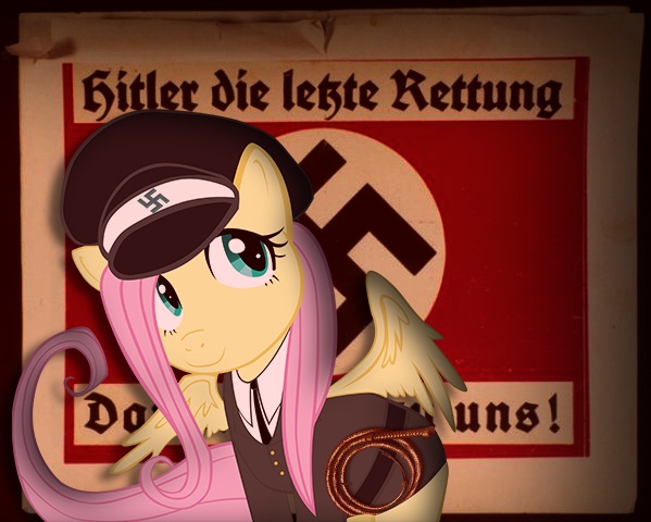 Size: 599x480 | Tagged: safe, artist:straubass, derpibooru import, fluttershy, pegasus, pony, clothes, female, flutternazi, mare, nazi, solo, uniform