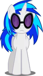 Size: 2242x3939 | Tagged: safe, artist:felix-kot, derpibooru import, vinyl scratch, pony, unicorn, confused, female, hooves, horn, mare, simple background, solo, sunglasses, transparent background, vector