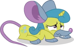 Size: 5000x3154 | Tagged: safe, artist:noxwyll, derpibooru import, lemon hearts, pony, unicorn, luna eclipsed, background pony, clothes, costume, crouching, fake ears, female, mare, mouse costume, nightmare night, nightmare night costume, outfit catalog, scared, simple background, transparent background, vector