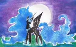 Size: 1024x636 | Tagged: artist:yuzukimadoko, derpibooru import, nightmare moon, safe, solo, traditional art