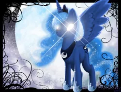 Size: 1068x818 | Tagged: artist:roseytail, derpibooru import, glowing eyes, princess luna, safe, solo