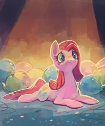 Size: 1000x1199 | Tagged: artist:purplekecleon, balloon, derpibooru import, pinkamena diane pie, pinkie pie, sad, safe