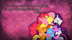 Size: 1366x768 | Tagged: applejack, artist:jamnzor, derpibooru import, fluttershy, heartwarming, mane six, pinkie pie, quote, rainbow dash, rarity, safe, twilight sparkle, vector, wallpaper