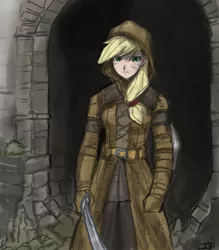 Size: 800x913 | Tagged: applejack, artist:johnjoseco, colored, dark souls, derpibooru import, human, humanized, safe, wanderer