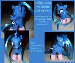 Size: 2180x1820 | Tagged: safe, artist:gryphyn-bloodheart, derpibooru import, princess luna, pony, brushable, clothes, custom, filly, irl, photo, socks, solo, toy