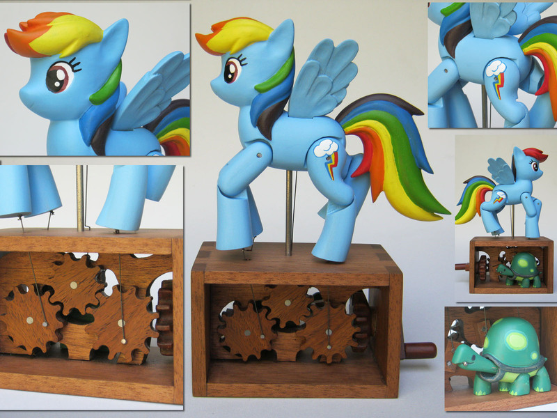 Size: 1600x1200 | Tagged: artist:renegadecow, automaton, custom, derpibooru import, irl, photo, rainbow dash, safe, sculpture, tank, toy, woodwork