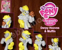 Size: 1935x1558 | Tagged: safe, artist:stitchfan, derpibooru import, derpy hooves, sweetsong, pony, collector card, custom, irl, muffin, photo, toy