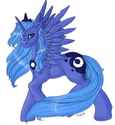 Size: 526x572 | Tagged: artist:silvermoonbreeze, derpibooru import, princess luna, s1 luna, safe, simple background, solo