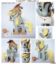 Size: 942x1082 | Tagged: safe, artist:sewyouplushiethings, derpibooru import, derpy hooves, pony, brushable, custom, irl, letter, muffin, paper bags, photo, solo, toy