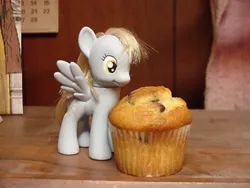 Size: 640x480 | Tagged: safe, artist:lonewolf3878, derpibooru import, derpy hooves, pony, brushable, custom, irl, muffin, photo, solo, toy
