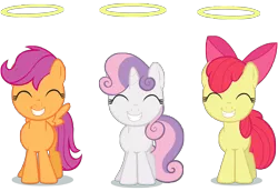 Size: 4800x3300 | Tagged: apple bloom, artist:mihaaaa, cutie mark crusaders, derpibooru import, halo, safe, scootaloo, simple background, sweetie belle, transparent background, vector