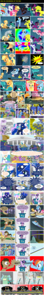 Size: 900x6023 | Tagged: applejack, artist:shwiggityshwah, comic, dalek, derpibooru import, doctor who, doctor whooves, doctor whooves: the voice of the elder, fight, fluttershy, pinkie pie, princess celestia, princess luna, rainbow dash, rarity, safe, time turner